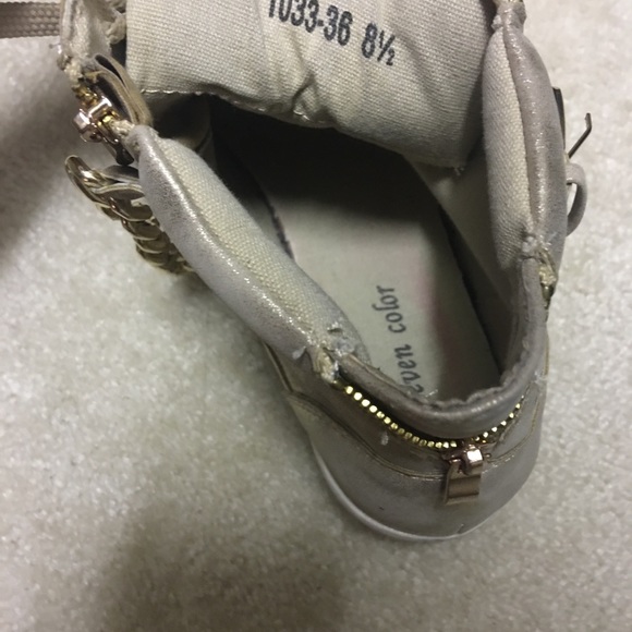 Gold  glam rock high top chain zipper sneakers - Picture 2 of 3